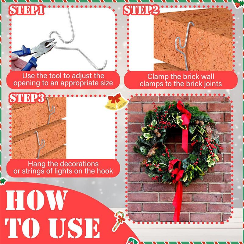 Modern Stainless Steel Masonry Wall Hangers For Christmas Wreaths And Home Storage