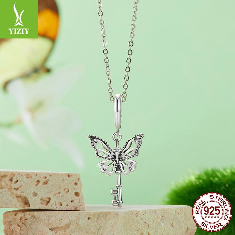 Трансграничная подвеска-ключ-бабочка в ретро-стиле, бусины из стерлингового серебра S925, аксессуары для браслетов и ожерелий для DIY