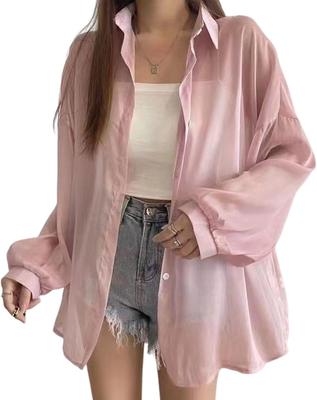 [J.STORE] Прозрачные рубашки Топы Женская рубашка Верхняя одежда Женская для кемпинга и отдыха Свободный крой 3S-J32-PK