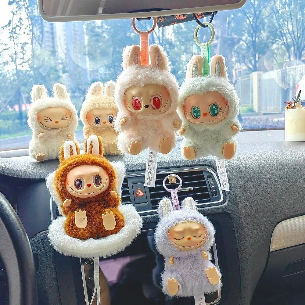 Car Plush Ornament Anime Figure Labubu 1.0 Monster Vinyl Blind Box Series Heartbeat Macaron Doll Kids Gift Birthday Toy Air Outlet Ornament