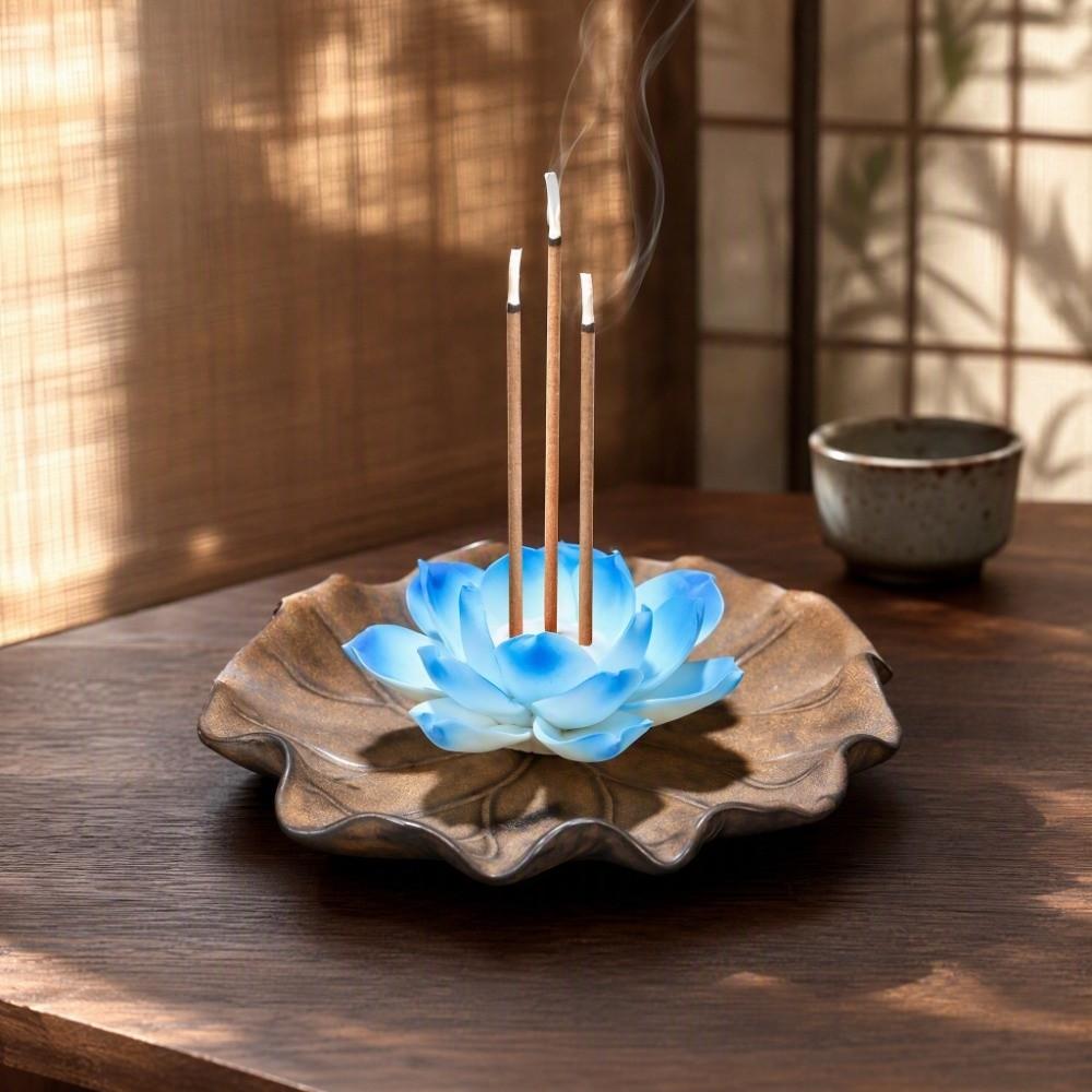 Ceramics Lotus Tabletop Incense Base Sleep Aid Lotus Incense Stick Lotus Incense Burner Purify Air