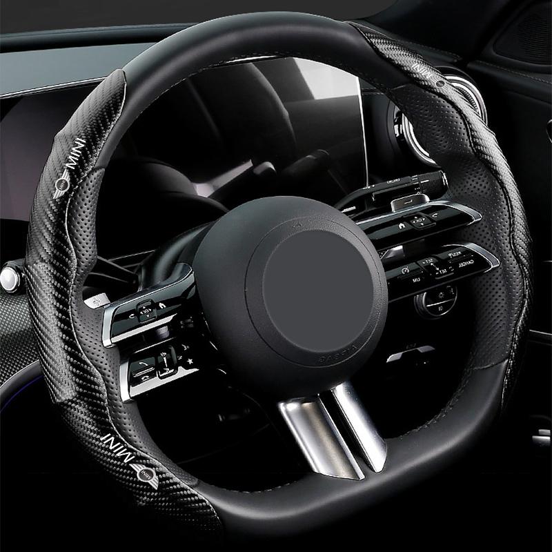 2pcs Carbon Fiber Non-Slip Steering Wheel Cover Car Accessories For BMW Mini Cooper F54 F55 F56 R56 R60 SONE Roadster Clubman Coupe