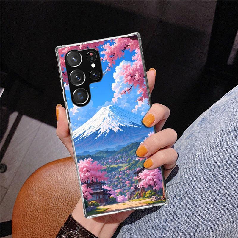 Японская вишня Гора Фудзи Чехол для телефона для Samsung Galaxy S26 S25 Edge S23 S24 Ultra S22 Plus S21 S20 FE Уникальный чехол Мягкий чехол