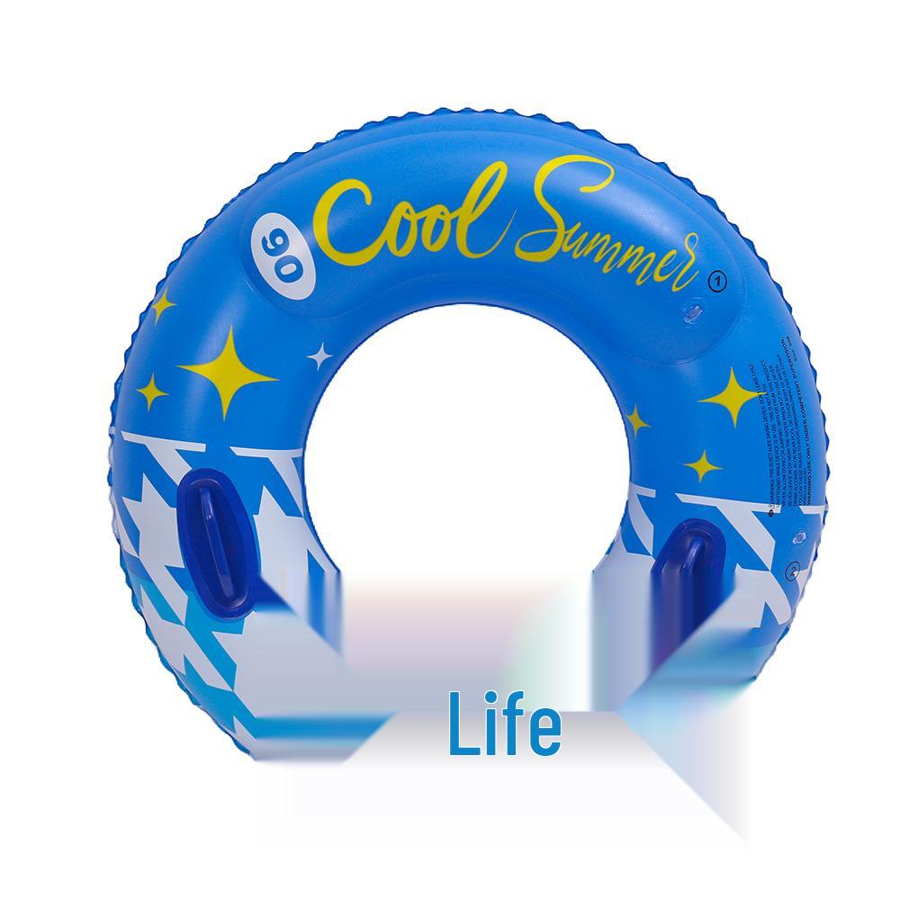 Inflatable Sequined Swim Ring with Handles and Double Airbags for Water Park Rafting