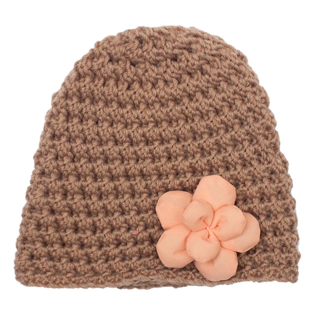 European & American Winter Knitted Wool Baby Hat with Small Flowers - Multicolor, Warm Pullover Design