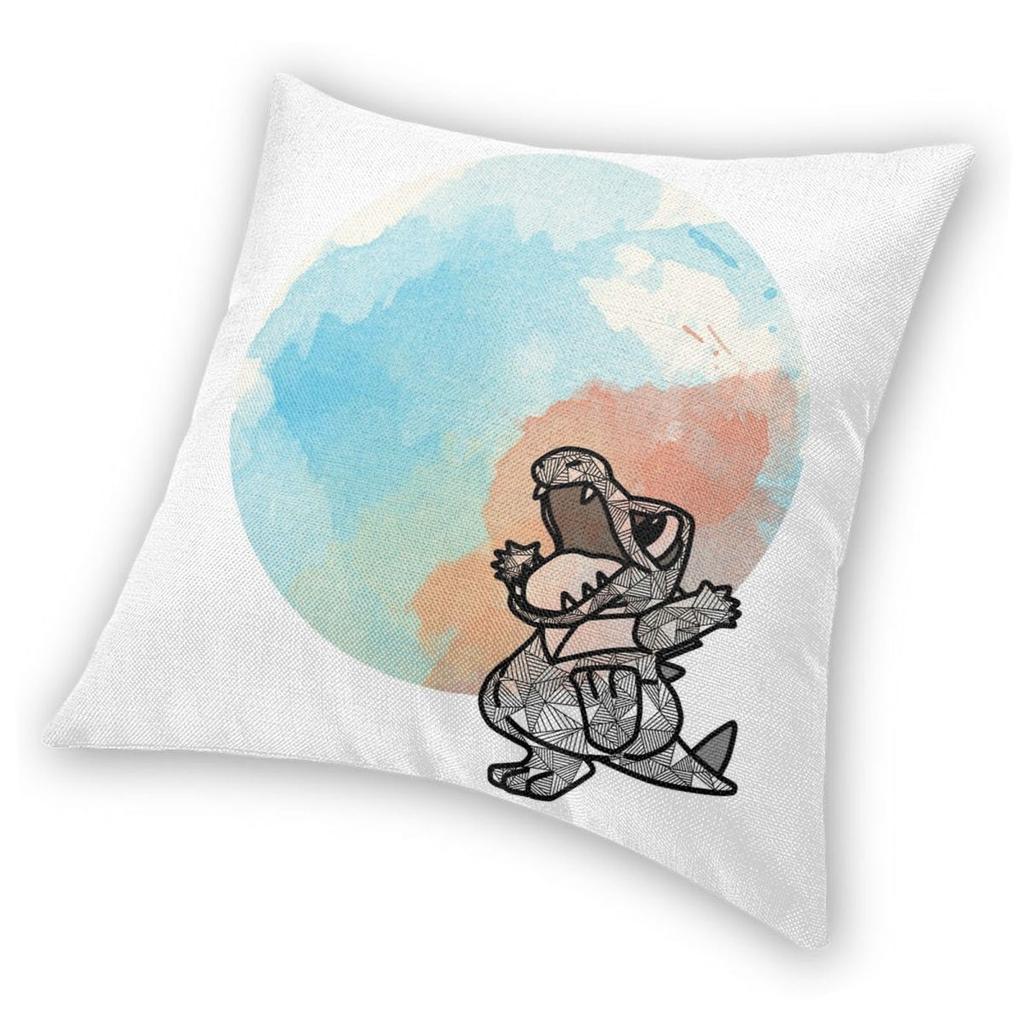 Totodile Square Pillowcase Polyester Linen Velvet Printed Zip Decorative Home Cushion Case