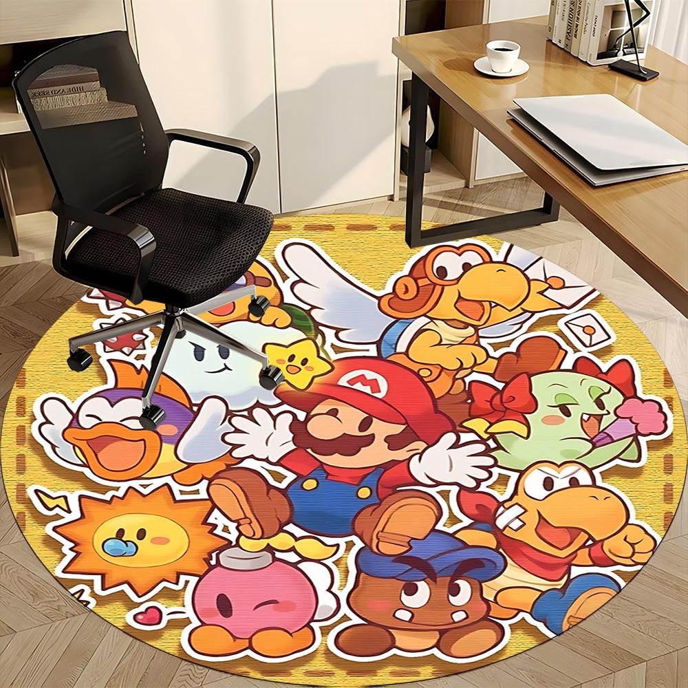1pc Mario Characters Office Round Area Rug, Under Office Chairs Bedroom Living Room Home Decor a1016267