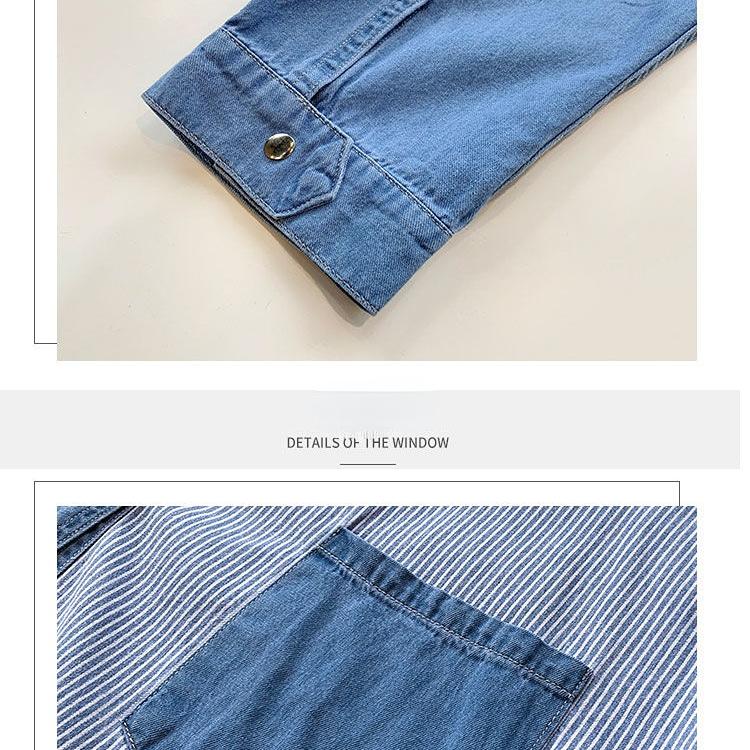 Джинсовая рубашка, женская весенне-осенняя большая свободная рубашка с длинными рукавами, полосатая рубашка, универсальные повседневные топы