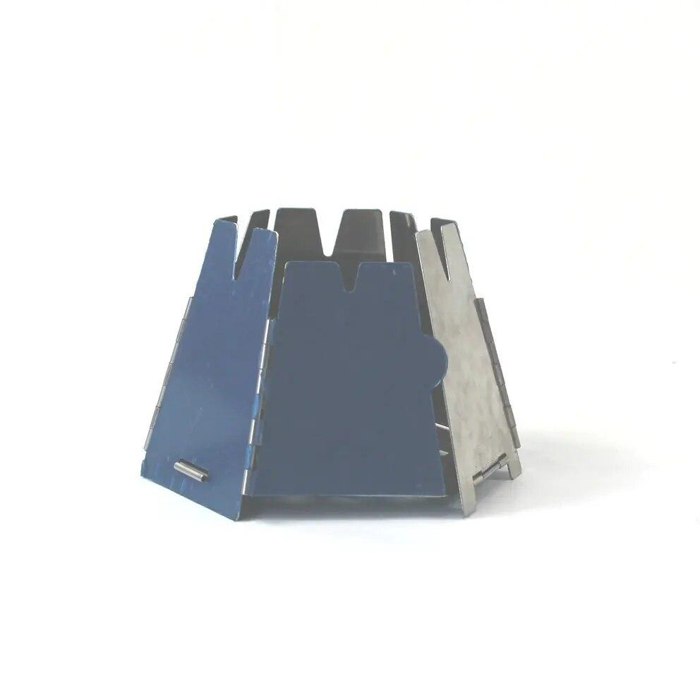 Stainless Steel Camping Windproof Stove, Outdoor Mini Hexagonal Portable Folding Firewood Stove, Barbecue Grill, Hiking BBQ