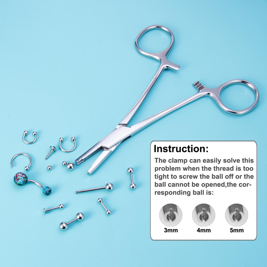1pc 316L Stainless Steel Piercing Forceps Clamps Pliers for Nose Ear Belly Navel Lip Professional Body Piercing Supplies Tool