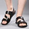 Fashion 2024 New Slippers Beach for Male Leather Footwear Fashion Comfortable Men's Sandals Solid Open Toe Mens Leather Sandals Sneakers