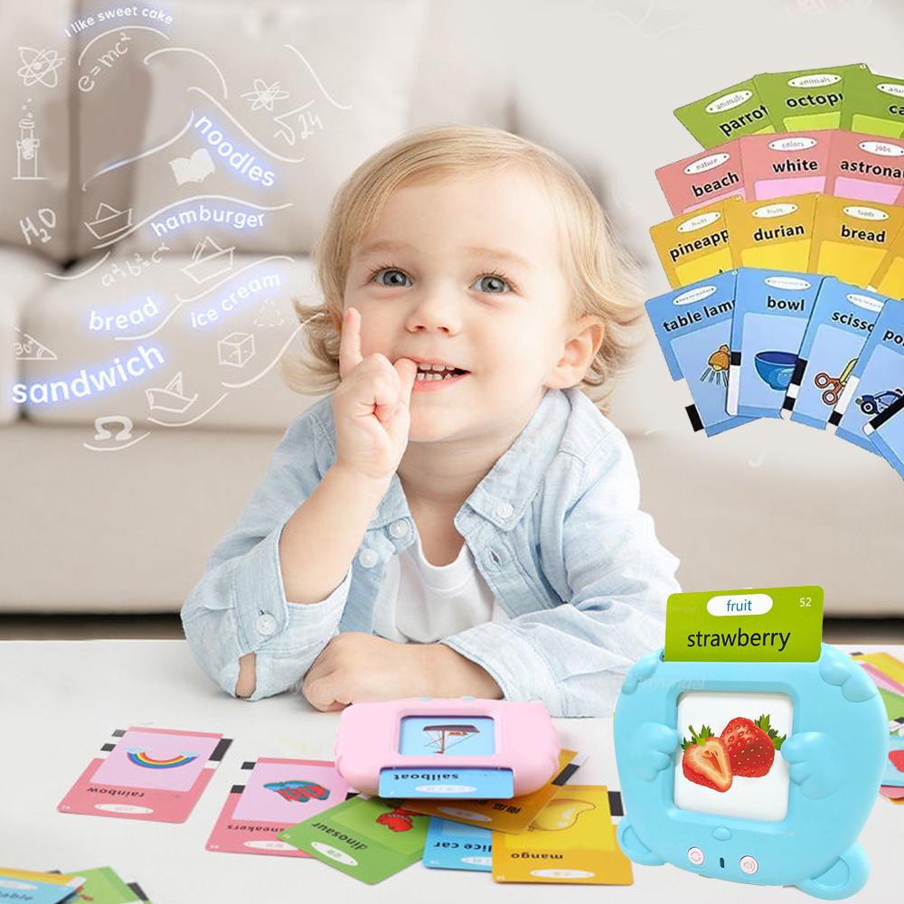 Talking Flash Cards for Kids Early Learning Educational Toy with Audio Sounds Montessori Language Development Toddler Flashcards