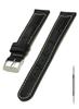 CASSIS MONACO 20mm Leather (Embossed Cowhide) Watch Strap with Waterproof Backing, Black, Includes Replacement Tool, U1035222019020M