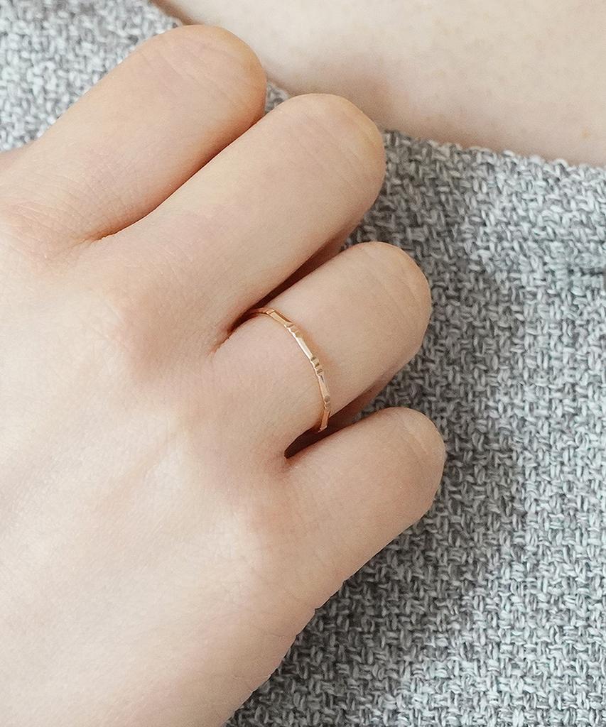 Alleun 14K 18K Cut Thread Gold Rings Layered Cherish Friendship