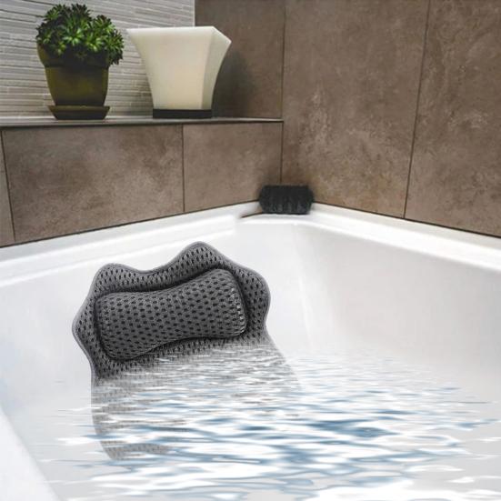 Подушка для ванны с 6 противоскользящими присосками, подголовник для ванны с сетчатой тканью 4D Air Mesh, подушка для поддержки шеи и спины, расслабляющие аксессуары для ванны