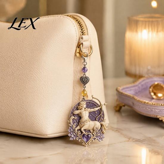 Women Keychain 12 Zodiac Sign with Keepsake Card, Star Card Pendant, Backpack Handbag Purse Charm, Inspirational Gift for Men