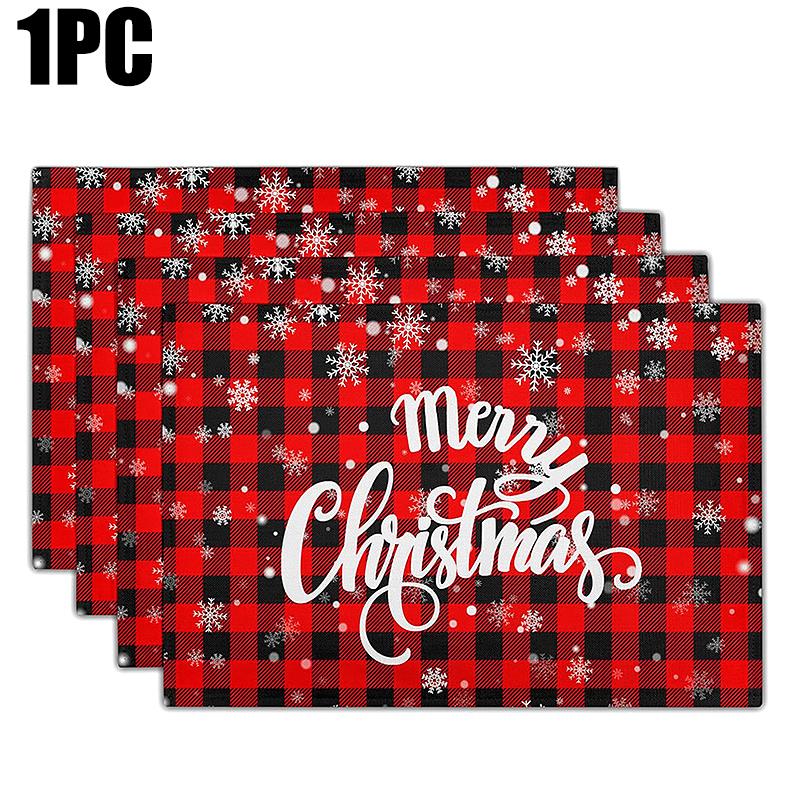 1PC Rectangular Festive Christmas Placemats Modern Home Use Table Mats Holiday Red Kitchen Printed Party Linen Dining 3 Styles