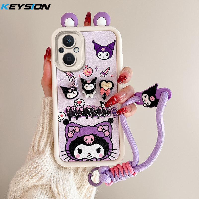 KEYSION Милый чехол с 3D-мультяшным рисунком в виде уха для OPPO Reno8 Z 5G 7Z с браслетом, силиконовый противоударный чехол для телефона OPPO Reno 7 8 Lite 5G