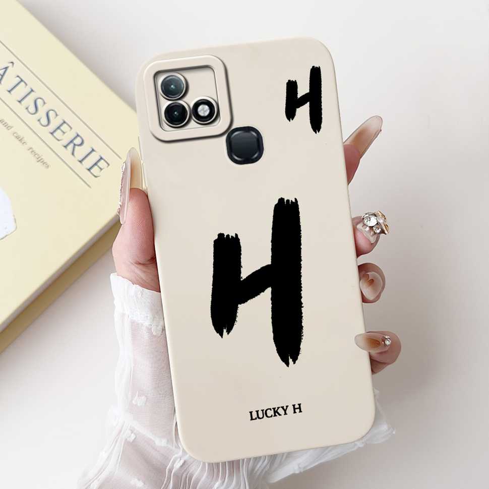 Чехол для Infinix Hot 10i X659B Белый Счастливыми Буквами A-Z Мягкий Силиконовый Чехол Для Infinix Hot10I Smart 5 Pro 6.52" Чехлы Для Телефона