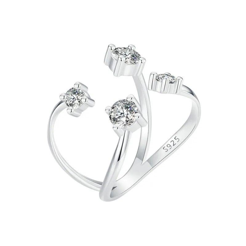 Bamoer Minimalist Criss Cross 925 Sterling Silver Open X Rings for Women Girls Adjustable Wrap Cuff Stacking Eternity Ring