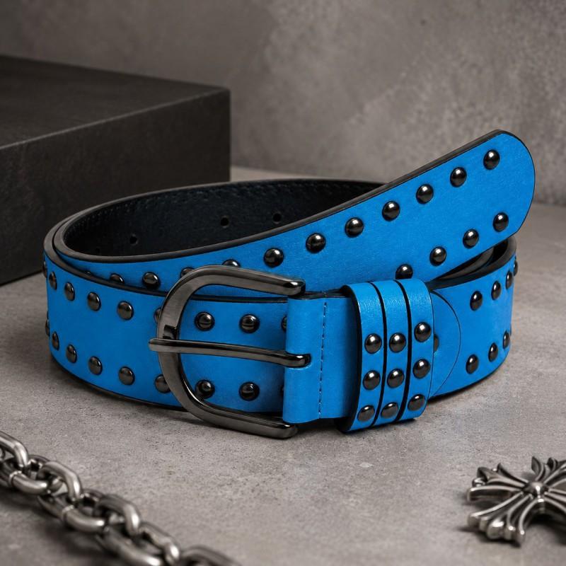 Womens Punk Vintage Belt Double Prong Buckle PU Leather Jeans Y2K Style