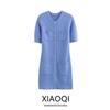 Fashion Style 2024 Summer New Arrival Female Silm Easiest for Match Gold Button Knitting Mini Dress 3471018