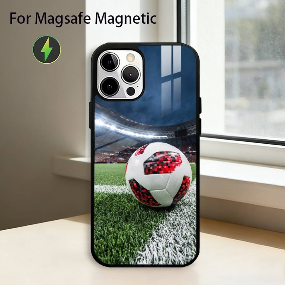 Football Sport Soccer Phone Case For iPhone17,16,15,14,13,12,11 Plus,Pro Magnetic For Magsafe Wireless Charging