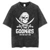 Стирка Винтаж Забавный Фильм The Goonies Никогда Не Сдавайся Графическая Футболка Футболка с Принтом Скелета Мужская Женская Хип-Хоп Оверсайз Футболка