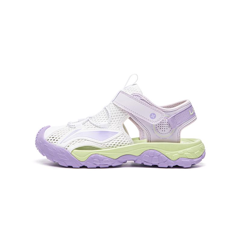 Li Ning Kids Comfortable Versatile Soft Sole Sandals Kids Footwear Standard-White Rose-Purple YKUU044-4