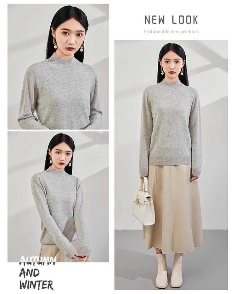 2024 Women's Half-High Collar Loose Cashmere Sweater, Slimming Knit Pullover