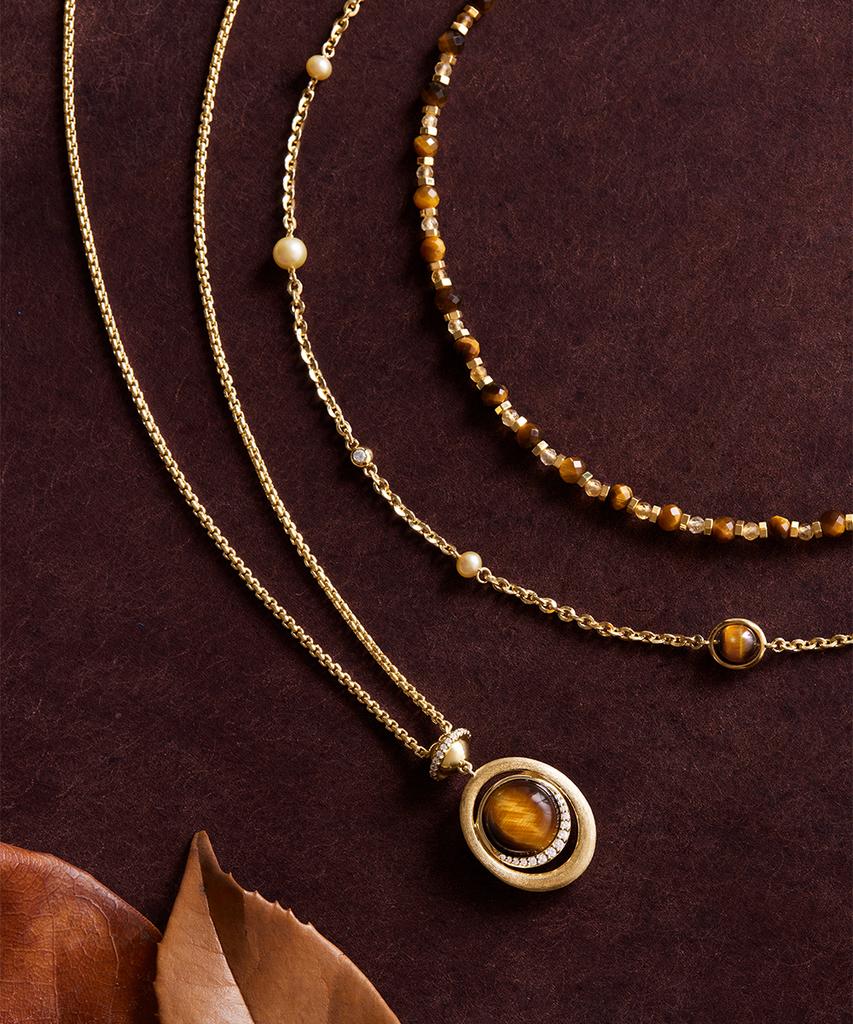 Lola Rose Heliocentric Tiger Eye Citrine Bead Women'S Necklace