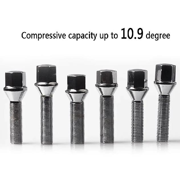 10pcs Car Wheel Alloy Steel Nut Bolts Screw M12x1.5 M14x1.25 For Mini BMW E46 E34 E53 E60 E91 E36 Thread Length 35/40/45/50/55mm