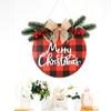 Farmhouse Rustic Burlap Indoor Outdoor Hanging Door Sign Artificial Wreath Garland Merry Christmas
