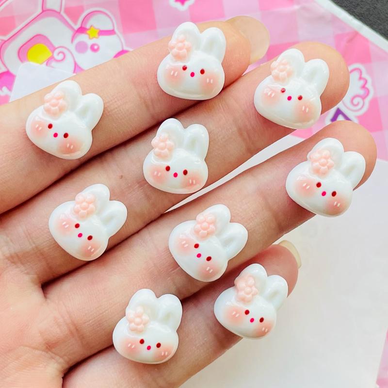 20 Pcs New 14*13Mm Cute Cartoon Bright Surface Little Rabbit Resin Scrapbook Diy Jewelry Wedding Hairpin Decorate Accessorie A51