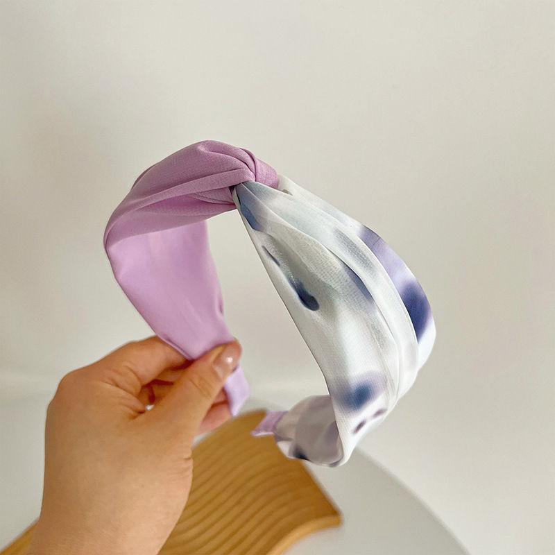 Cross Wide Simple Headdress Satin Chiffon Fabric Knotted Edge Headband Hair Accessories