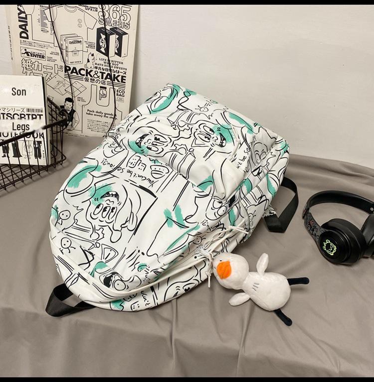 Нейлоновый рюкзак в корейском стиле с граффити: Большая вместимость для студентов и пар