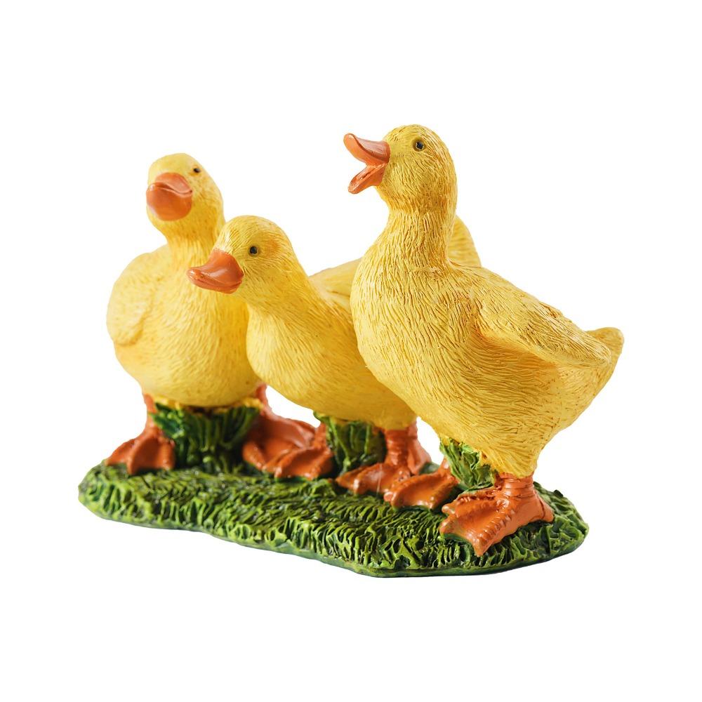 Cartoon Ducks Sculpture Decorative Animal Miniatures Figurine Three Ducks Statue Garden