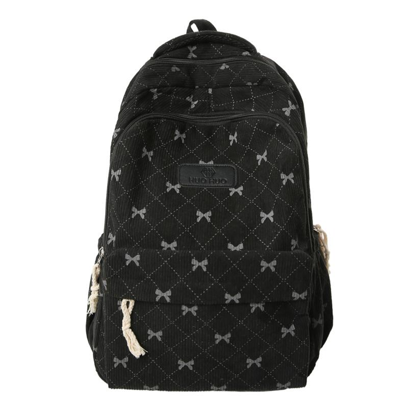 Рюкзак Вельветовый Школьный Рюкзак С Принтом Бантов Легкий Вместительный Дорожный Рюкзак