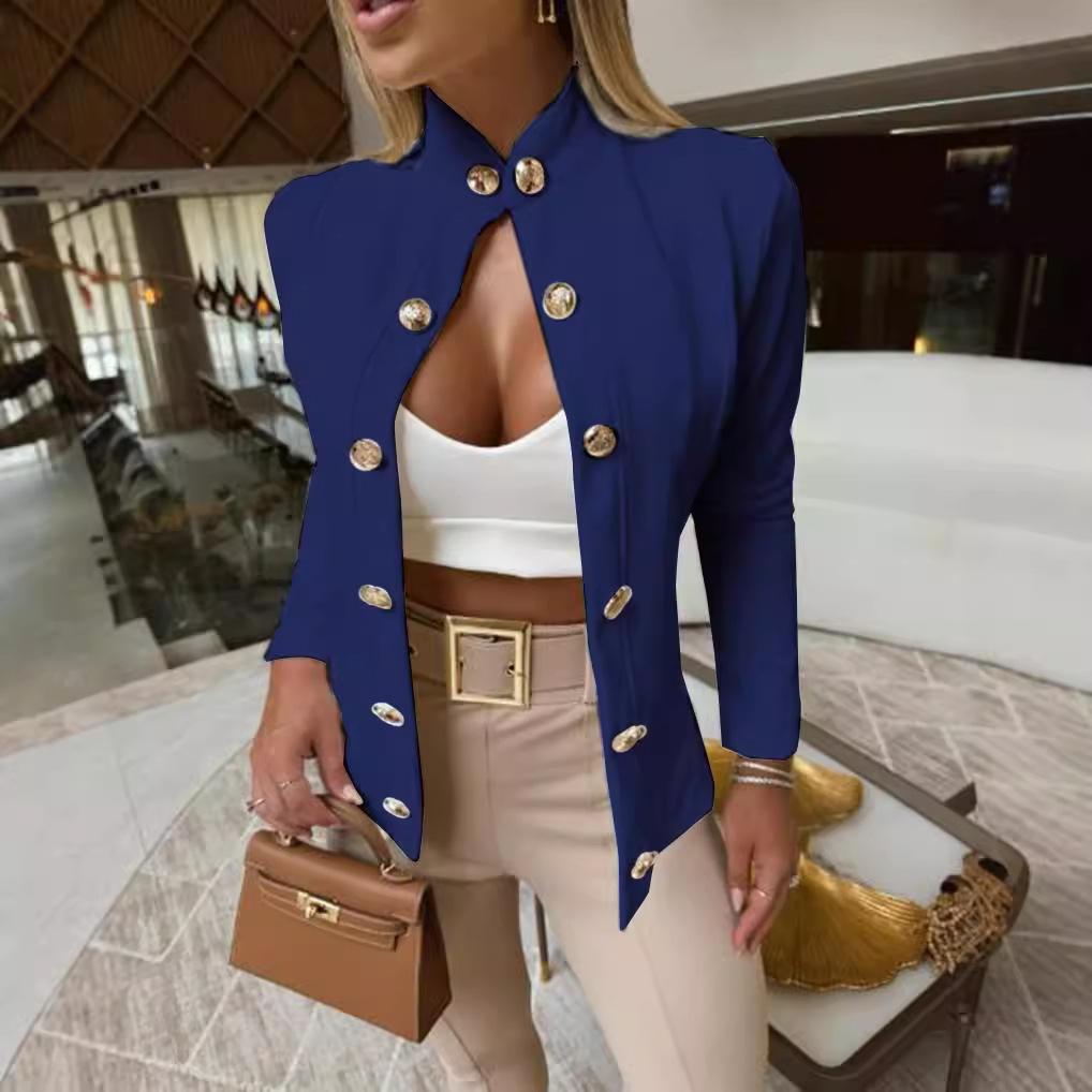 Женская мода повседневная осень-зима однотонные принты с длинным рукавом и воротником-стойкой пальто