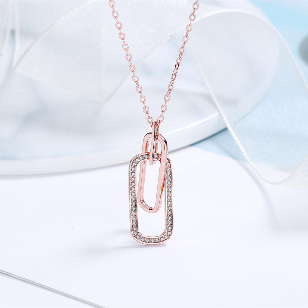 S925 Серебряная подвеска с двойным кольцом и бриллиантами, длинное ожерелье, женская элегантная высококачественная цепочка на ключицу