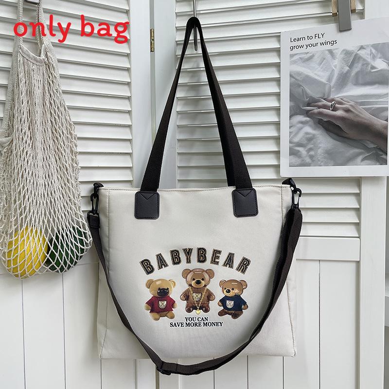 Oxford Canvas Tote Bag For Women With Letter Print Soft Shoulder Daily Use