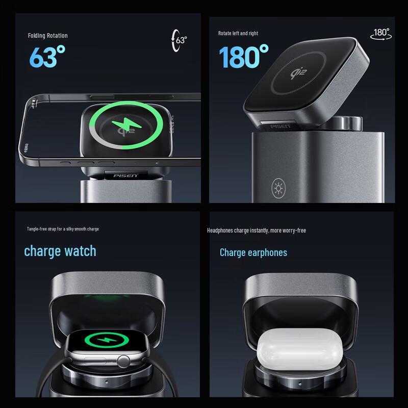Pisen 120W GaN Desktop Charging Station with Wireless Charging