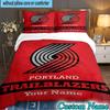 Custom Name 3PCS Trail Blazers Logo Bedding Set,Including  Duvet Cover And 2pcs Pillowcases Perfect for Bedroom,Dormitory,Fan Christmas gift
