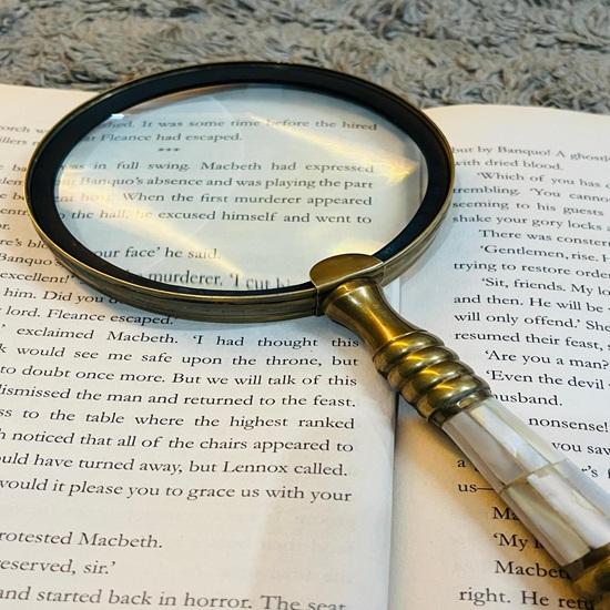 Antique  magnifying glass with Mother of Pearl Handle With Leather Belt