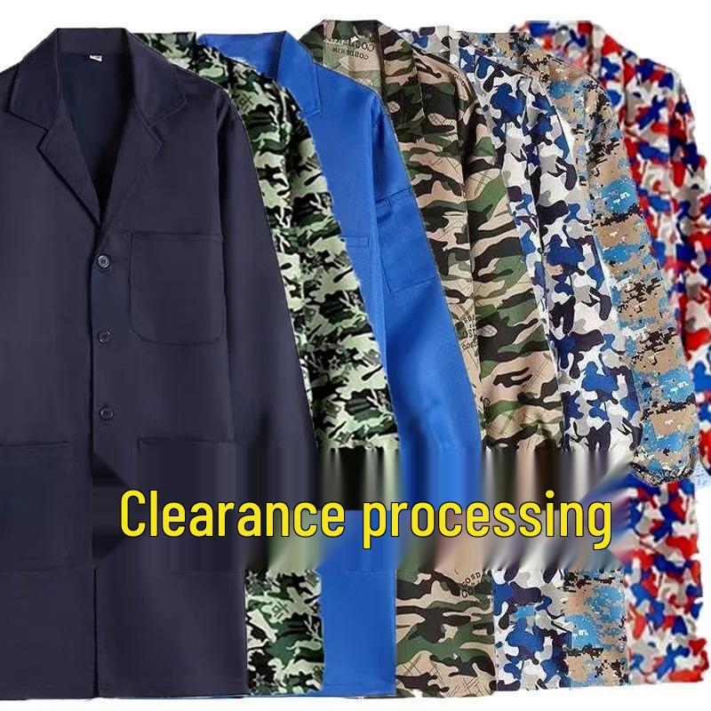 Men's & Women's Camouflage Work Coveralls - Breathable, Dustproof Long Sleeve Overalls and Apron, Blue
