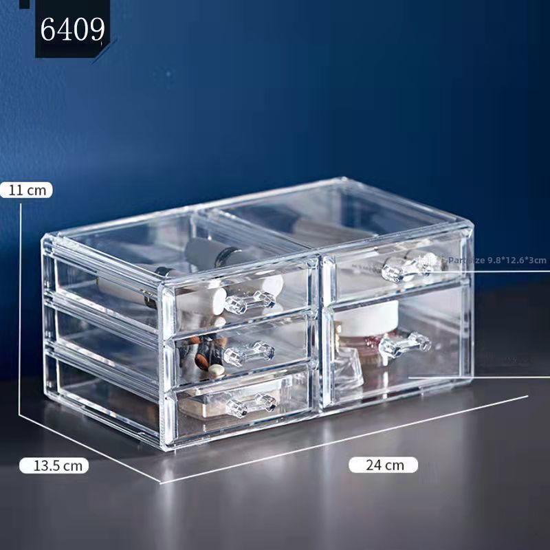 Прозрачный ящик для хранения косметики, помады и украшений - цельный органайзер для туалетного столика
