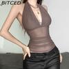 BITCED Весенний женский однотонный облегающий уличный стиль, модный топ-майка с халтер-воротником, сексуальный с открытой спиной