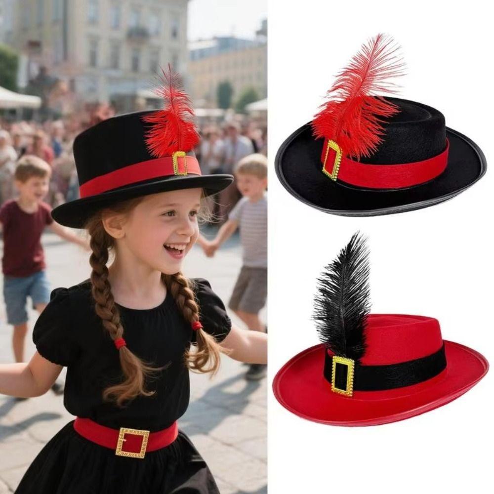 Magician Hat Holiday Costume Hat Vintage Black Kids Cosplay Hat Musketeers Costume Hat Halloween