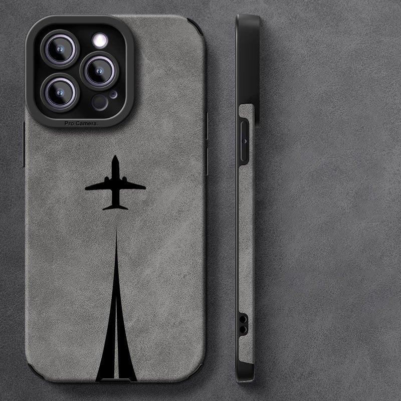 Роскошный черный чехол для iPhone с траекторией самолета для серий iPhone 16 15 14 13 12 11, противоударный прочный защитный чехол из ТПУ, высококлассный дизайн148