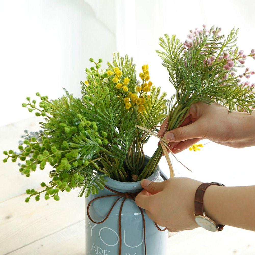 6 шт. ветки вишни реалистичные искусственные мимозы шелковый плюш искусственный цветок акации ручной работы искусственный цветок гостиная